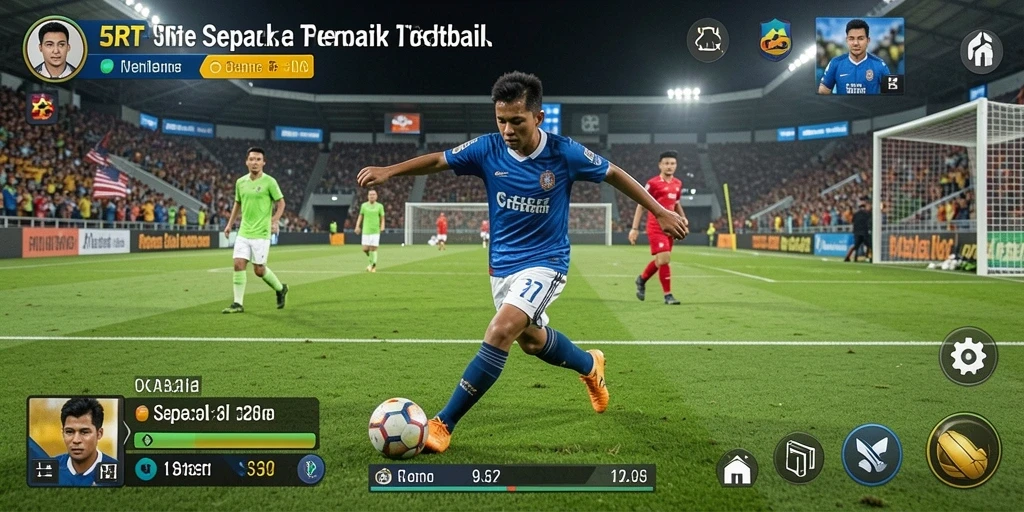 Tampilan aksi seru dalam game sepak bola 5RT yang penuh tantangan.