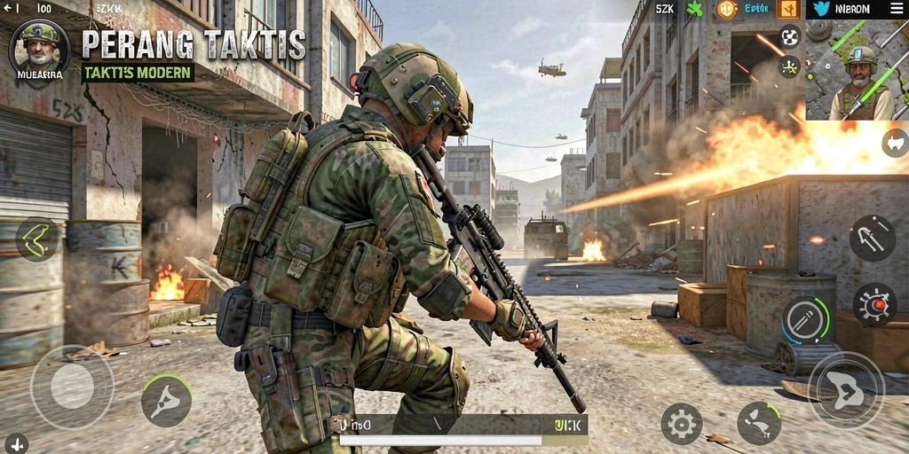 Screenshot gameplay <strong>5ZK</strong> yang menunjukkan aksi pertempuran intens.