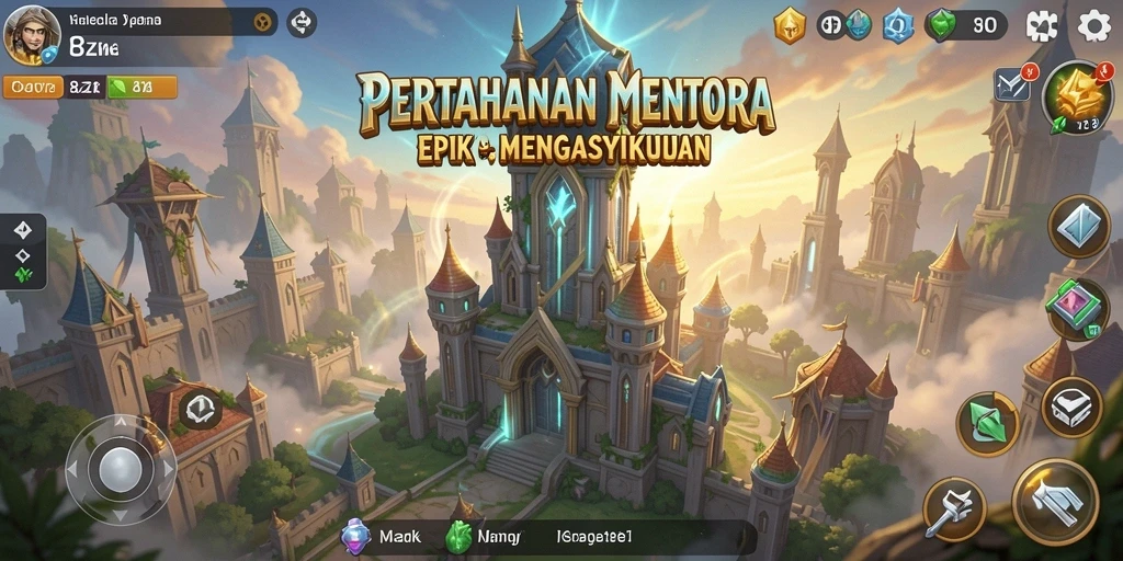 Tangkapan layar gameplay di 8ZK menunjukkan menara yang disusun strategis.
