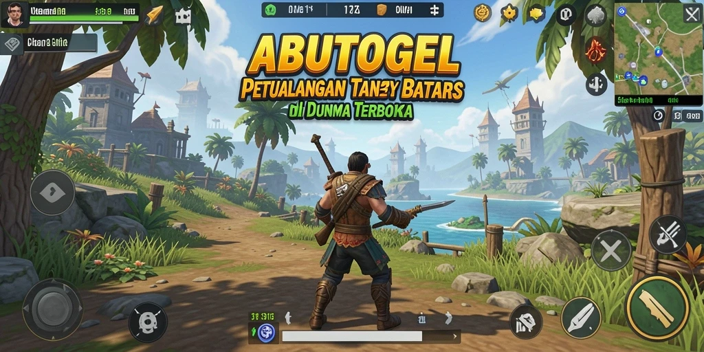 Tangkapan layar gameplay ABUTOGEL menampilkan eksplorasi mendebarkan di dunia terbuka.