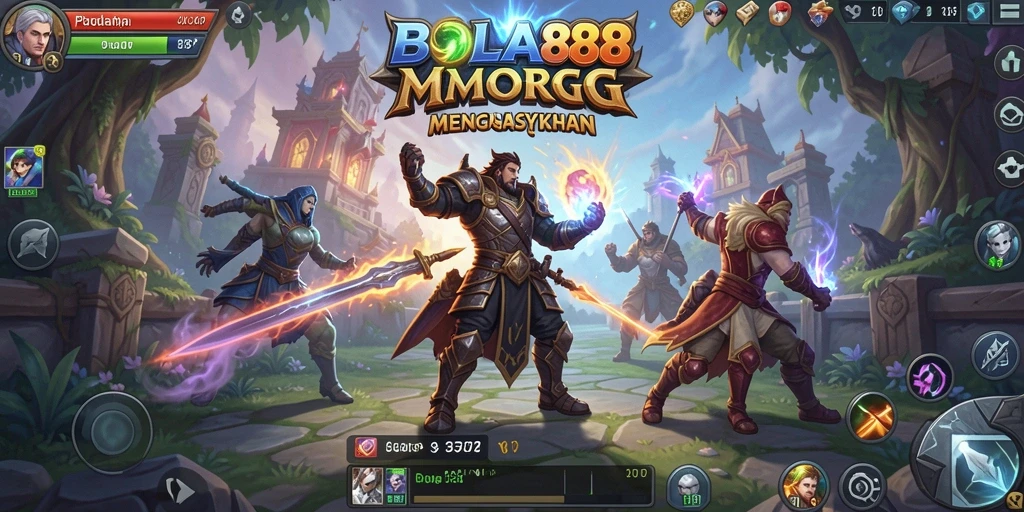 Tampilan epik gameplay BOLA88 dengan pertarungan yang mendebarkan.