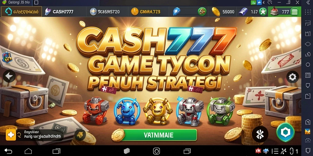 Screenshot gameplay CASH777 yang menunjukkan manajemen bisnis.