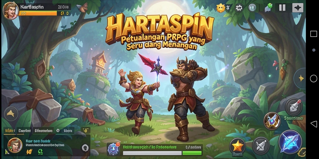 Screenshot HARTASPIN menampilkan aksi pertarungan menegangkan di dunia RPG.