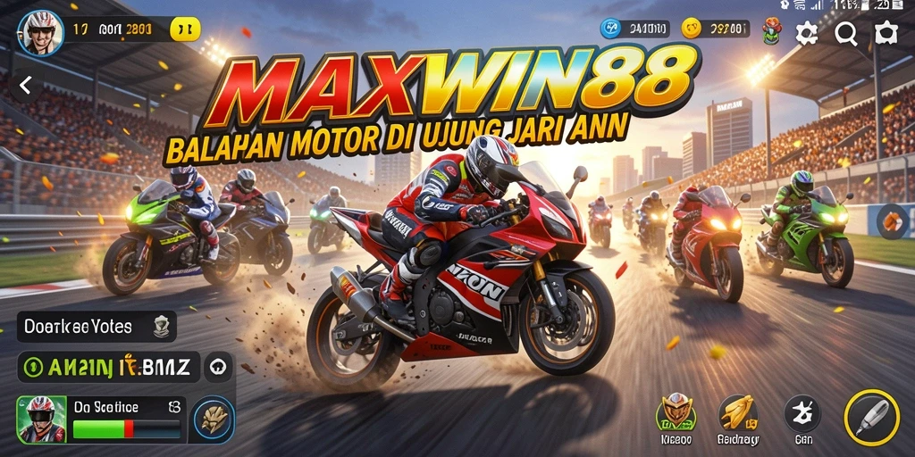Tampilan gameplay seru balapan motor di MAXWIN88.