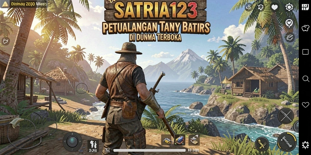 Screenshot SATRIA123 menampilkan petualangan luar biasa di dunia terbuka.