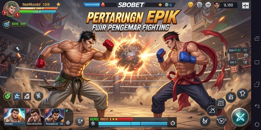 Screenshot utama SBOBET menampilkan aksi pertarungan yang mendebarkan.