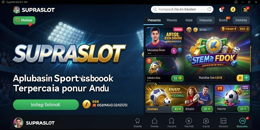 Screenshot utama dari SUPRASLOT menampilkan antarmuka taruhan olahraga.