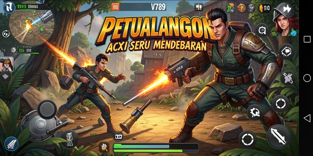 Screenshot gameplay VT789 menampilkan aksi mendebarkan di medan perang.