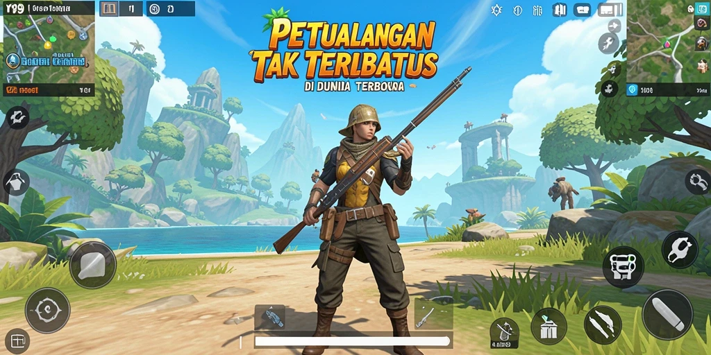 Screenshot gameplay Y89 menunjukkan petualangan mendebarkan di dunia terbuka.